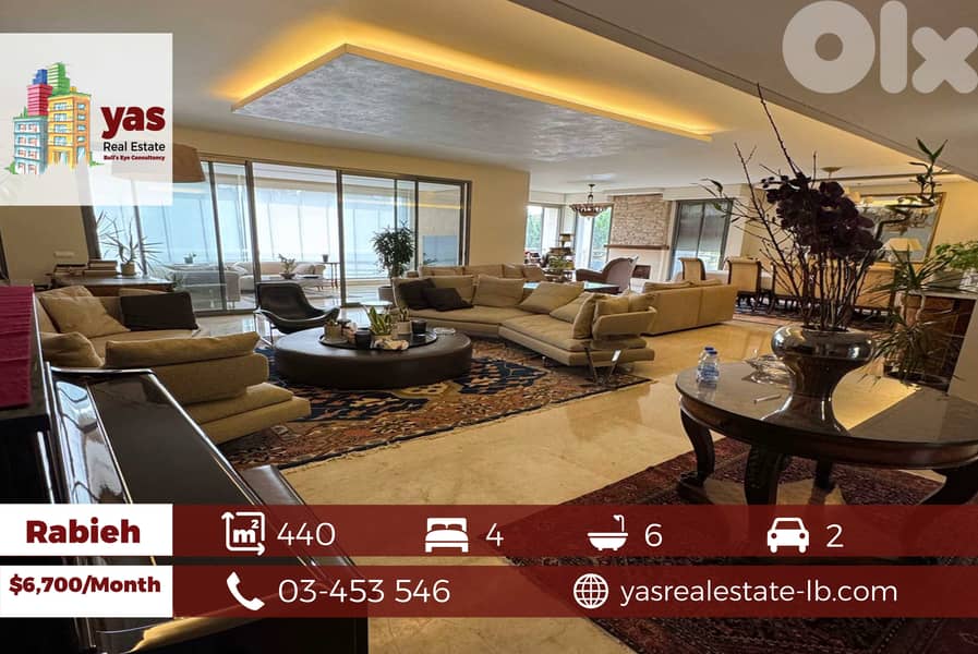 Rabieh 440m2 | 100m2 Garden | Rent | Furnished | Classy | Luxury | CL 0