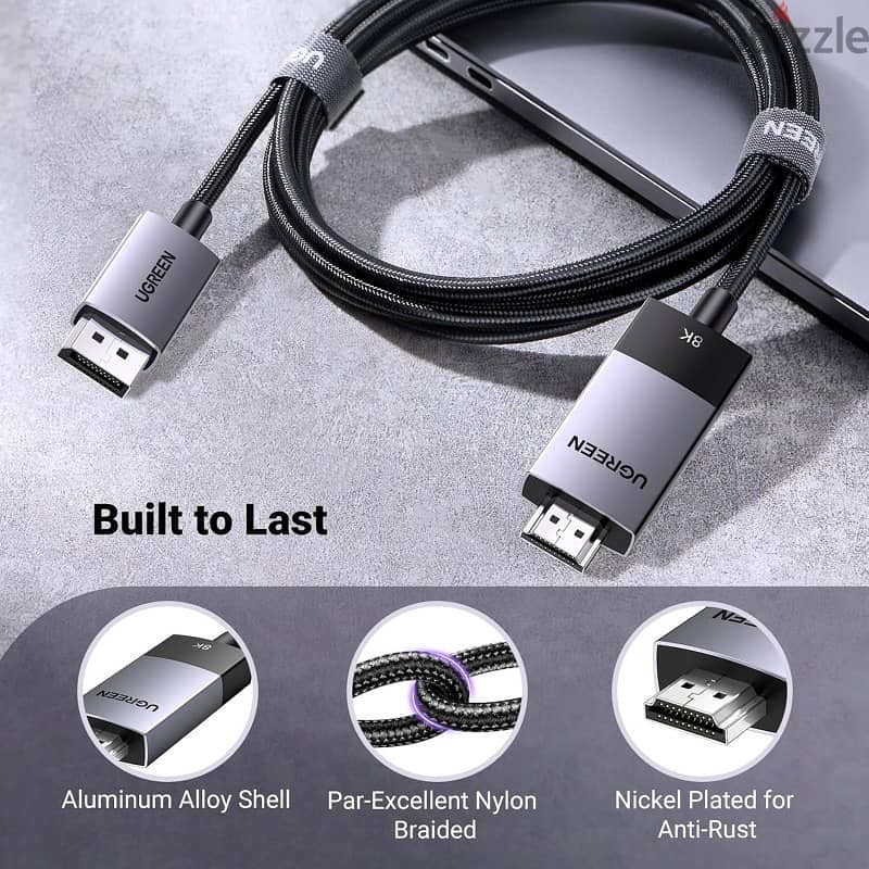 UGREEN DisplayPort Male 1.4 To HDMI 2.1 Male 8K Braided Cable (2M) 4