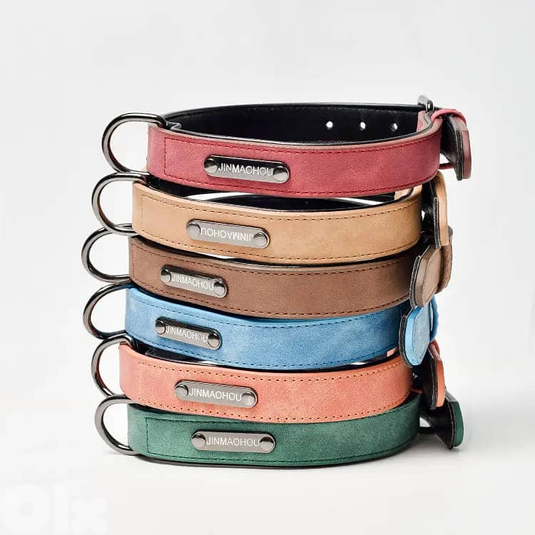 High Quality Leather Pet Collar Bundle With Leashes 0