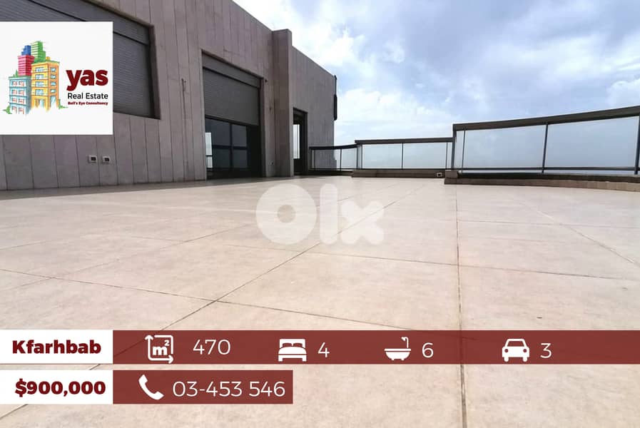 Kfarhbab 470m2 + 100m2 Terrace | Spacious Apartment |  View |Luxury|IV 0