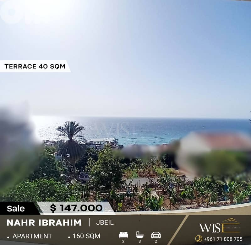 160 SQM Apartment  with terrace for SALE in Nahr Ibrahim ! 0