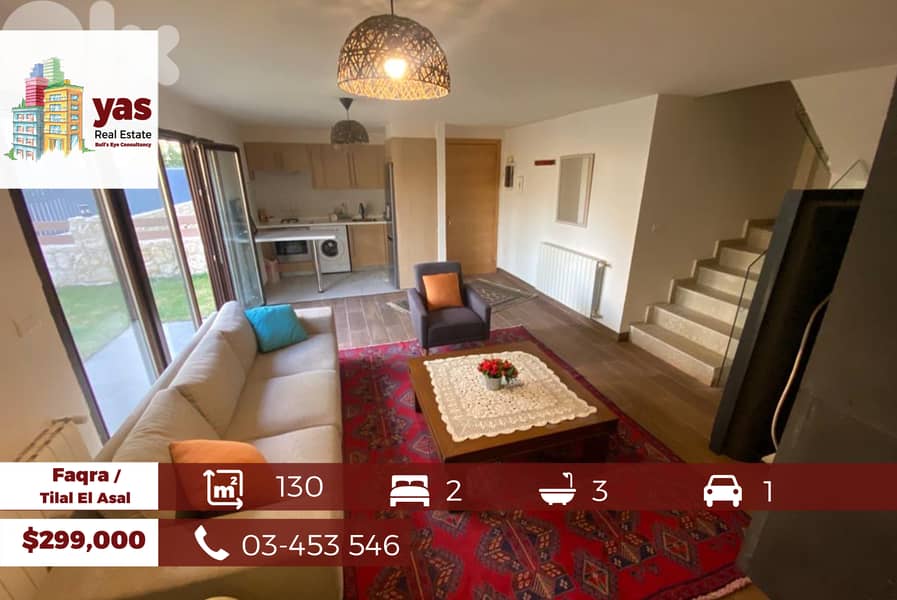 Faqra / Tilal El Asal 130m2  | Chalet|/Duplex | 90m2 Garden | PA | 0