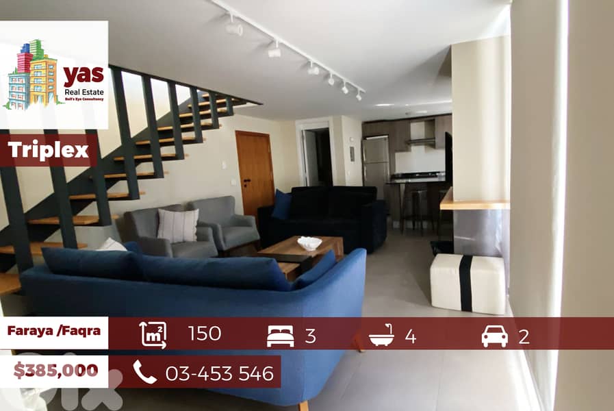 Faraya / Faqra 150m2 | Chalet| triplex | 70m2 Garden | Decorated | PA 0