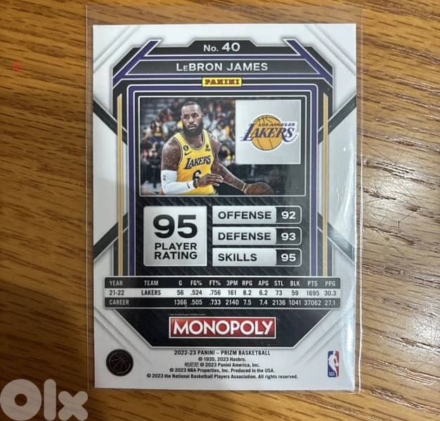 2022-23 Panini Prizm Monopoly - #40 LeBron James 1
