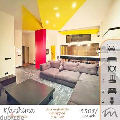Kfarshima | Monthly Payments | Furnished/Equipped 3 Bedrooms 130m² Apt