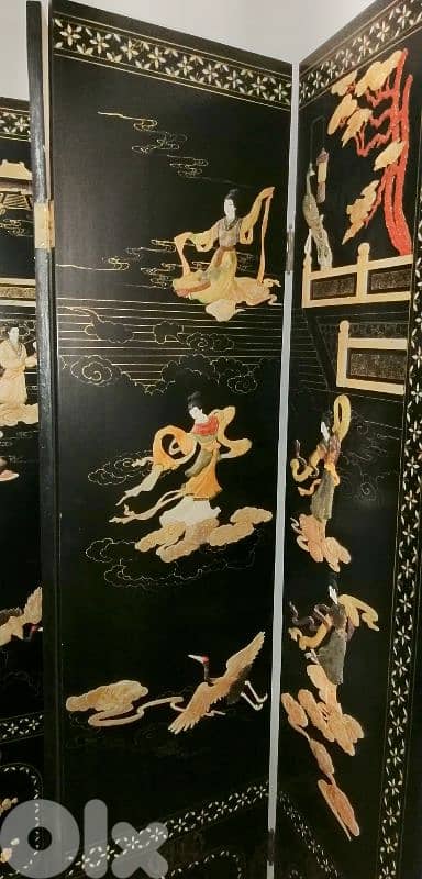 Chinese four-panel lacquered coromandel screen 2