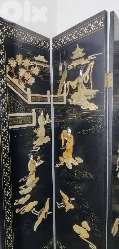 Chinese four-panel lacquered coromandel screen 3