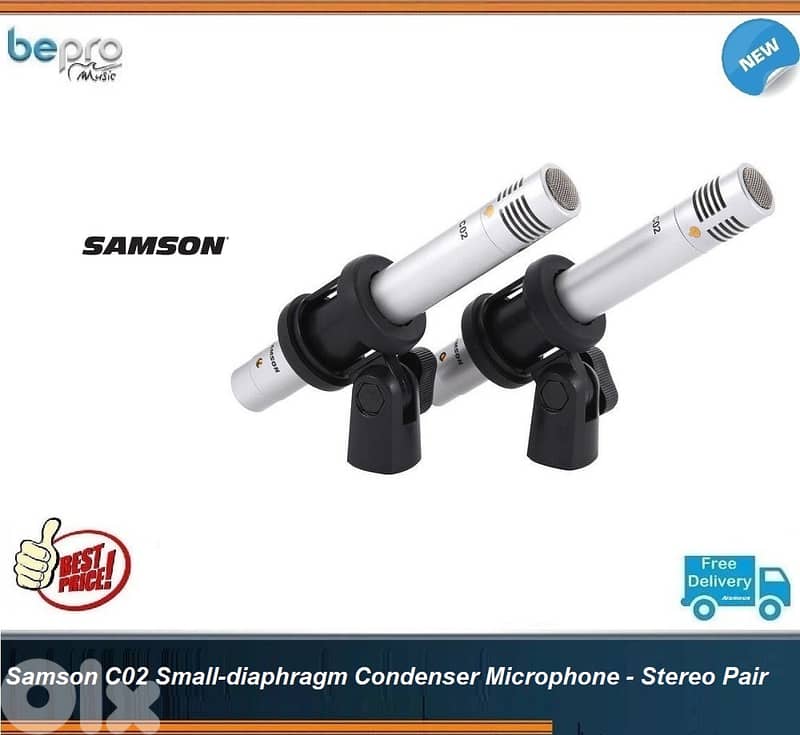 Samson C02 Small-diaphragm Condenser Microphone - Stereo Pair 0