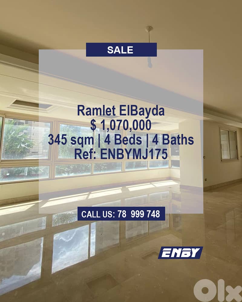 Apartment for sale Ramlet El Bayda | Prime Location | Negotiable 0