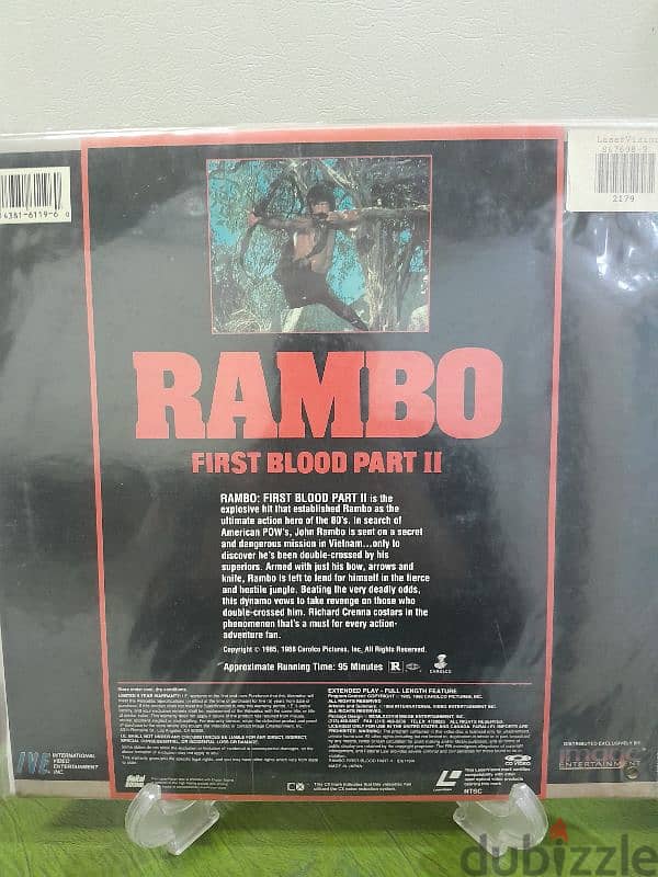 RAMBO First Blood pt. 2 laserdisc Sylvester Stallone 1