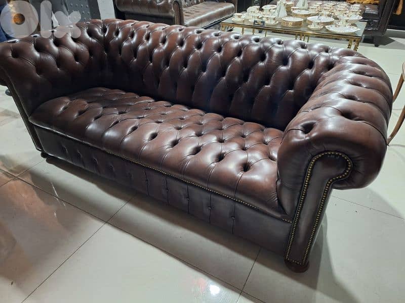 sofa two seaters chesterfield genuine leather original England 0
