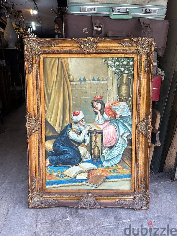 antique tableau salon 110cmx85cmتابلو انتيك رسم زيتي 0