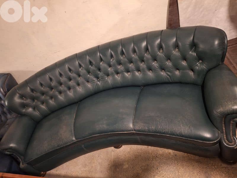 corner sofa chesterfield genuine leather original England 2