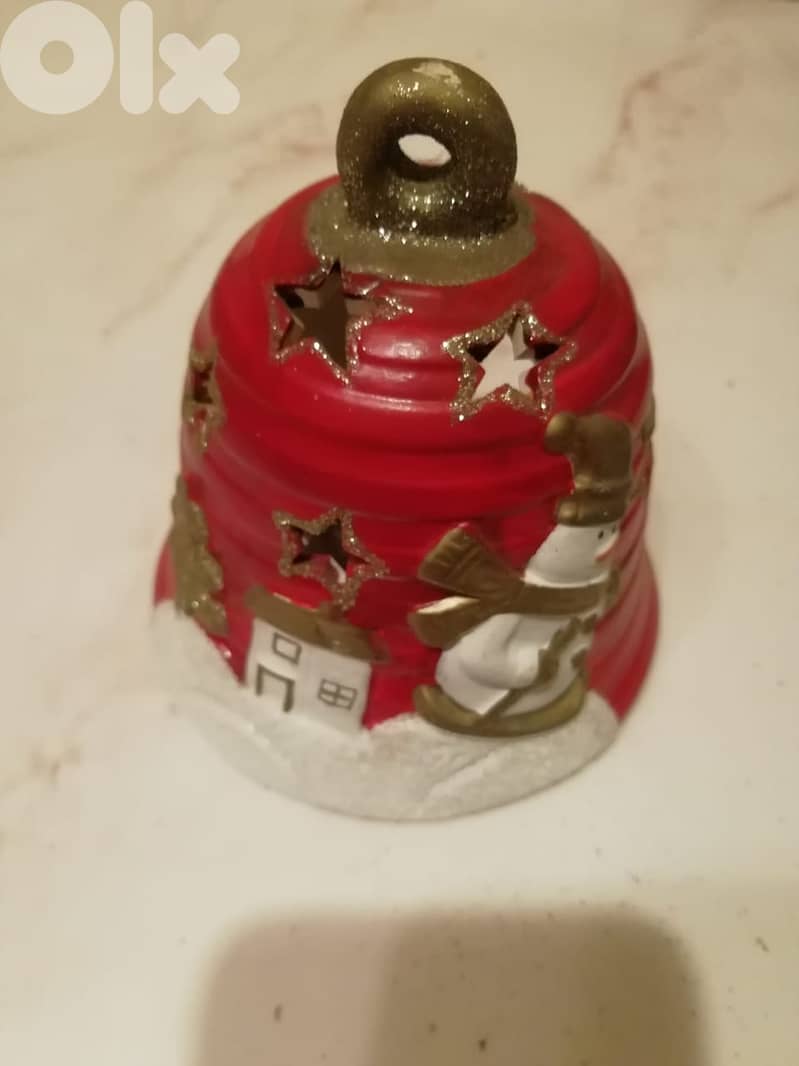Decorative small candle holder for christmas decoration 13cm pottery 0