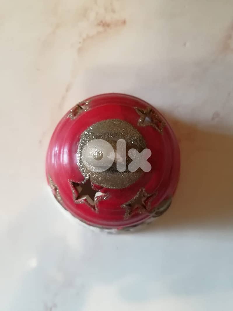 Decorative small candle holder for christmas decoration 13cm pottery 3