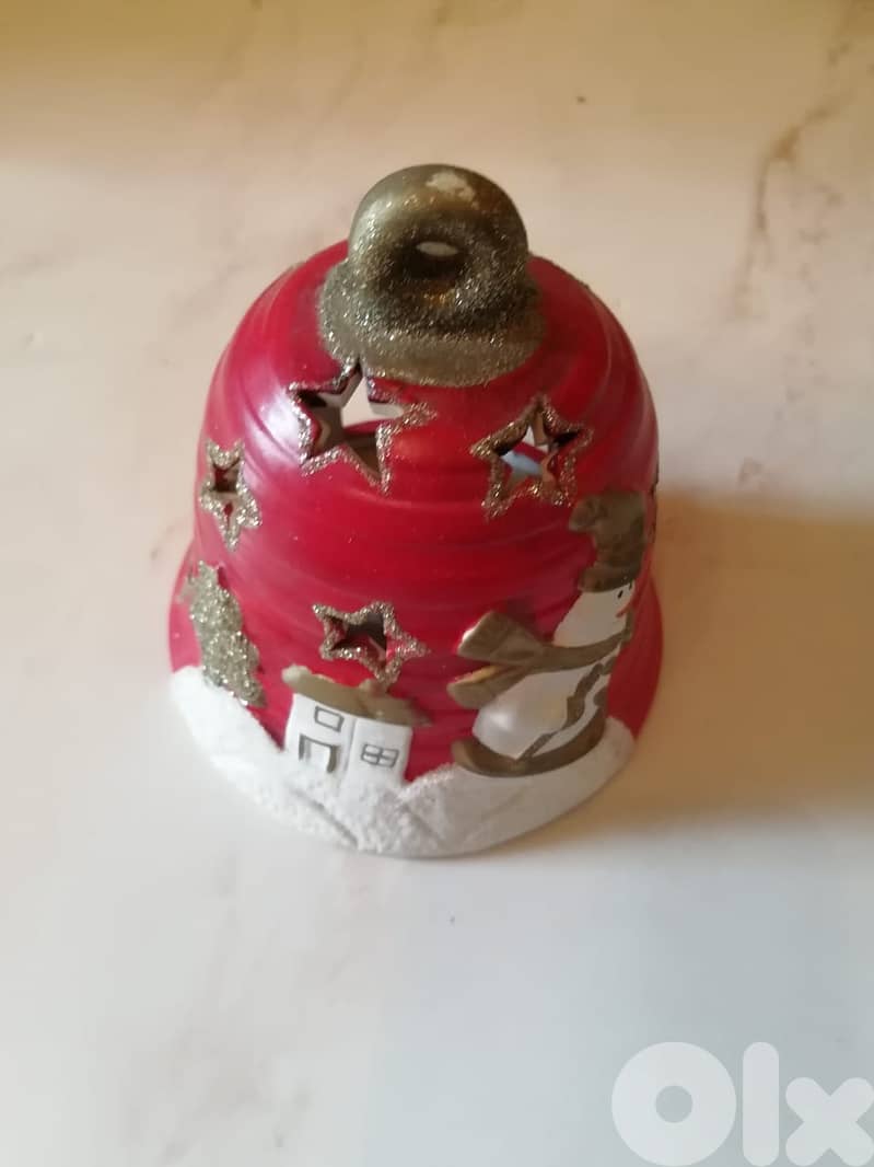 Decorative small candle holder for christmas decoration 13cm pottery 4