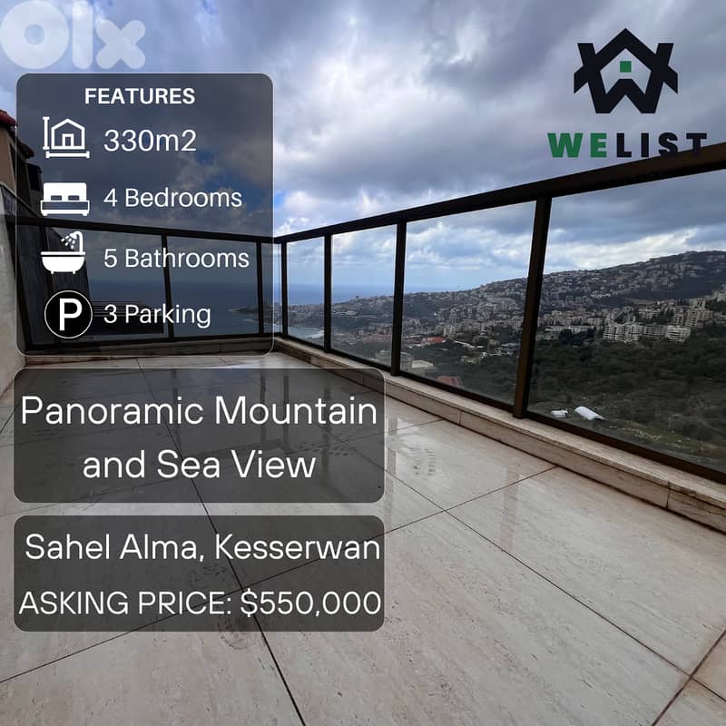330sqm Duplex Apartment for sale in Sahel Alma - Jounieh 0