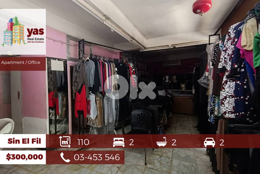 Sin El Fil 110m2 | Well Maintained | Apartment /Shop | AA | 0