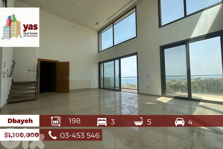 Dbayeh/Waterfront 198m2 | 200m2 Terrace | Gated Community |Sea View|MJ 0