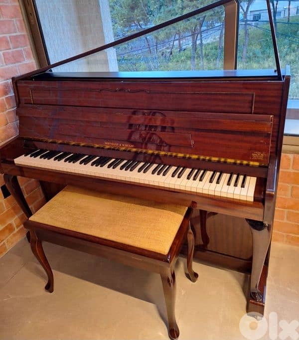 piano Hoffman schulze Germany 3 pedal glossy brown colour 1