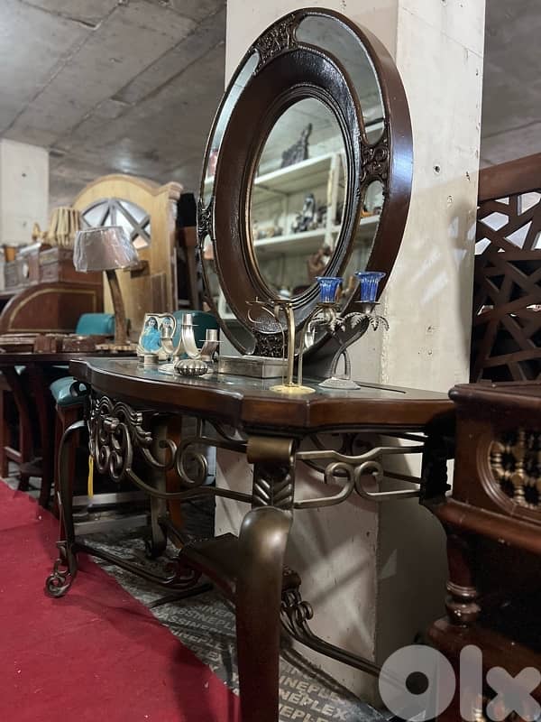 solid wood console with ferfoje and solid wood mirror 9