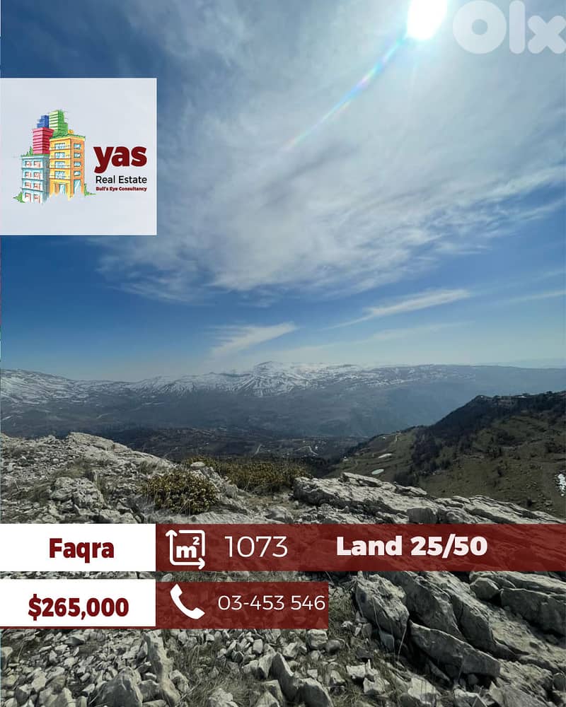 Faqra 1073m2 | Land | 25/50 | Perfect Investment | PA | 0