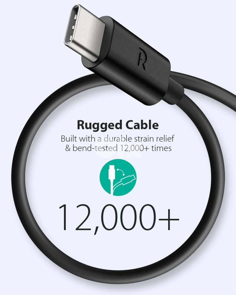 RAVPower USB-A to USB-C Cable | 60W Fast Charging | 1M | Brand New 7
