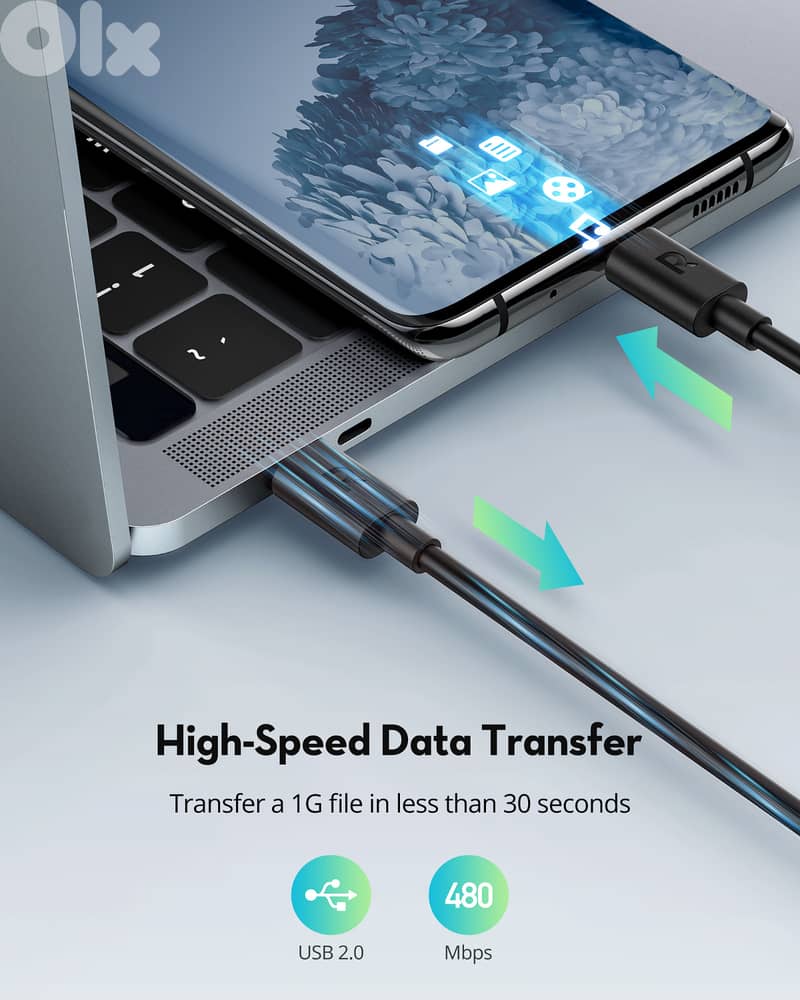 RAVPower USB-C to USB-C Cable | 60W Fast Charging | 1M | Brand New 3