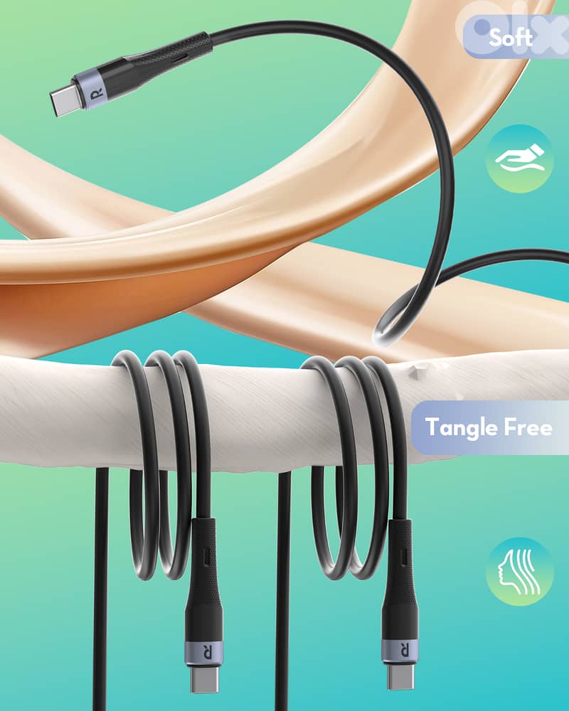 RAVPower USB-C to USB-C Cable | 60W | 1.2M | Liquid Silicone | New 2