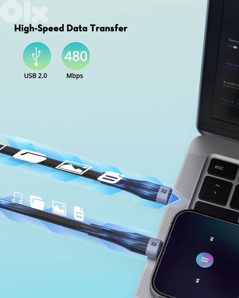 RAVPower USB-C to USB-C Cable | 60W | 1.2M | Liquid Silicone | New 4