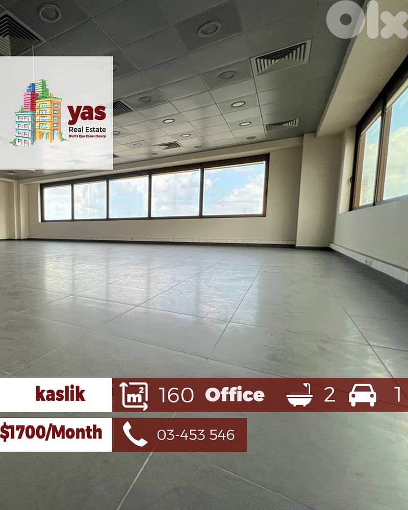 Kaslik 160m2 | Office | Rent | Open Space | Active Street | EH/ABA 0