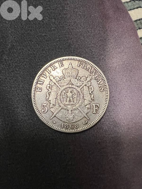 5 francs Napoleon silver 1868 0