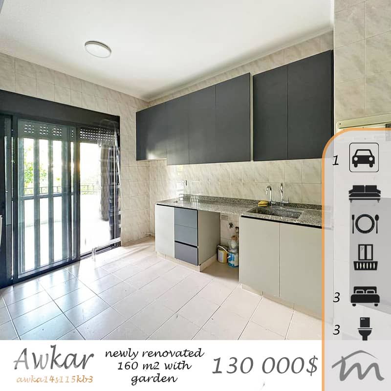 Awkar | Renovated 3 Bedrooms Apart with a Terrace | Garden | Balcony 0