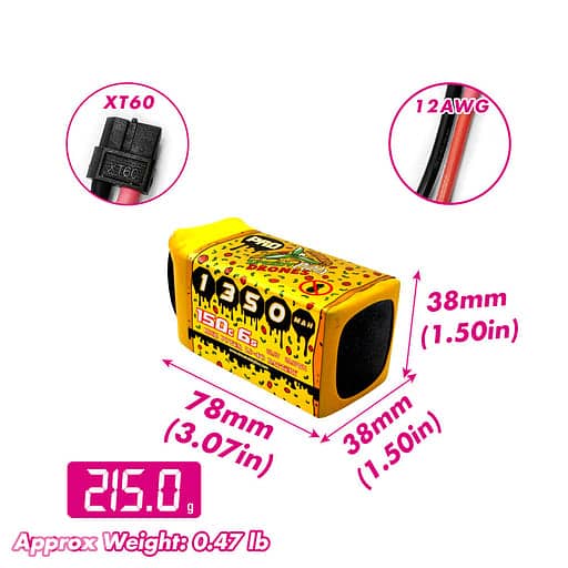 CNHL Pizza Series 1350mAh 22.2V 6S 150C Lipo Battery 0