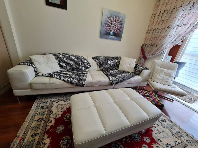 Real italian white sofas and chairs set 3