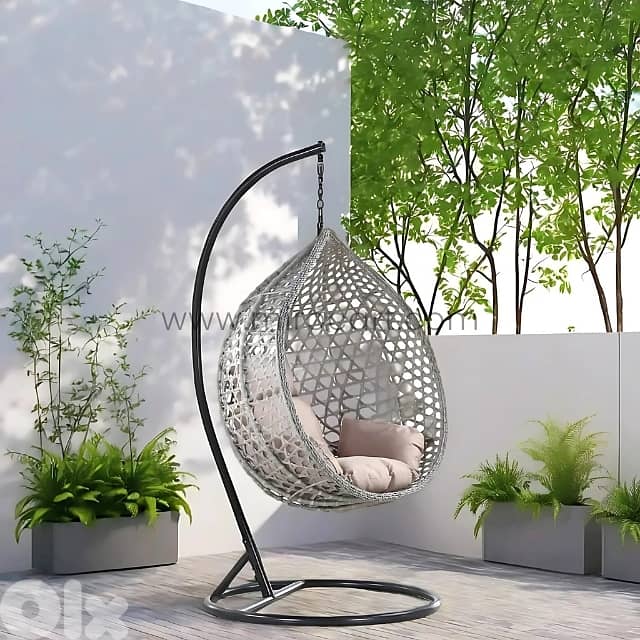 Cozy Hanging Egg Chair with Steel Stand & Plush Cushion for Garden 10