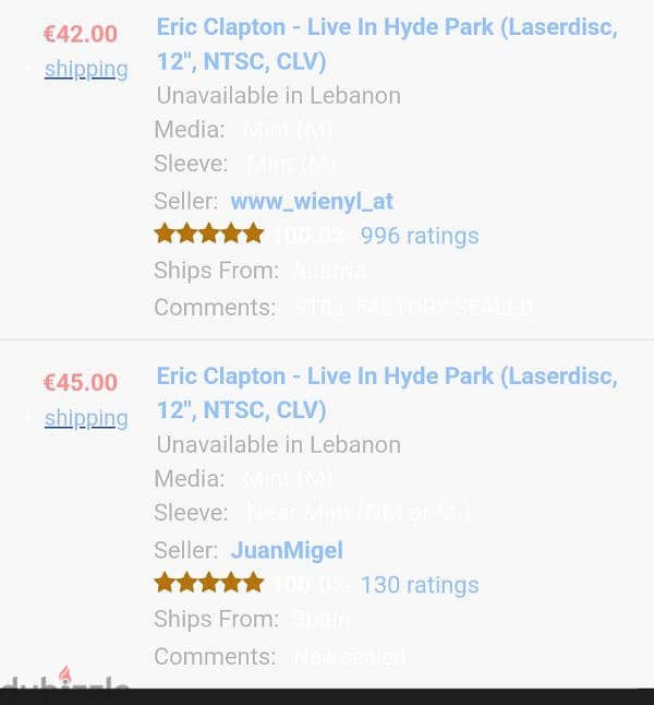 ERIC CLAPTON at Hyde Park laserdisc Mint 1997 check pics 2