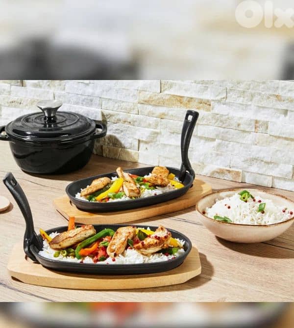 ernesto  set of 2 cast iron severing pan 0