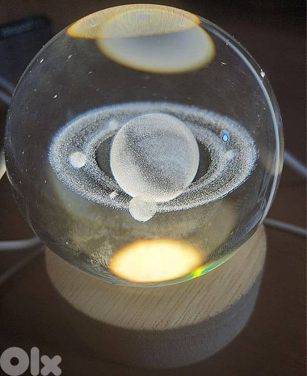 Luminous Crystal Ball Led night Saturn , NEW 2