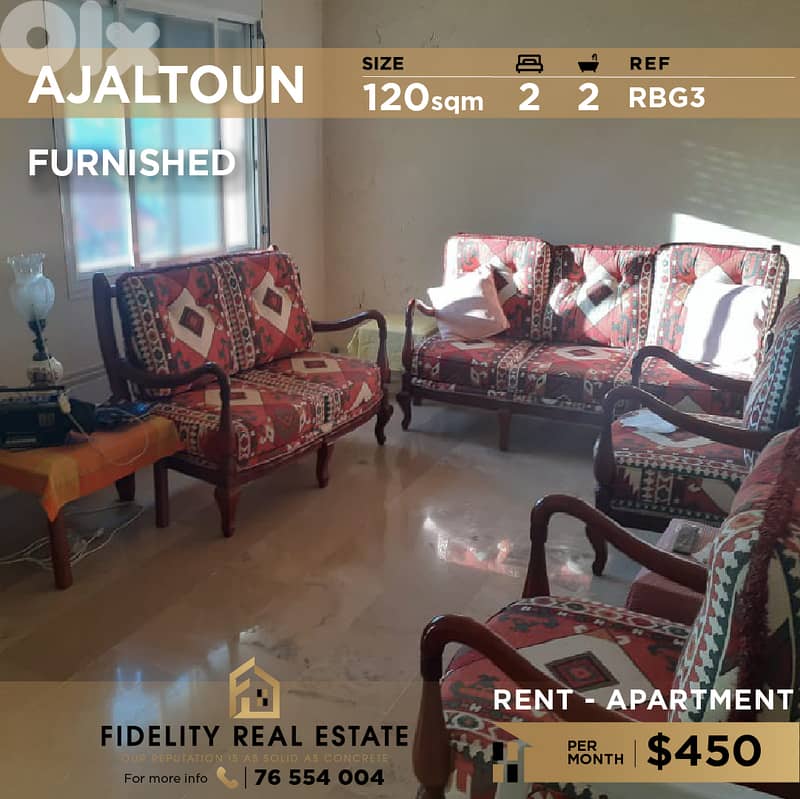 Apartment for rent in Ajaltoun RBG3 شقة مفروشة للإيجار في عجلتون 0