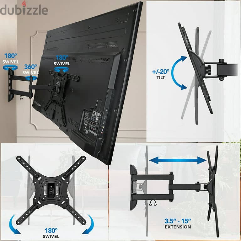 TV Wall Mount Articulating Swivel Fits 23" to 55" TVs 3