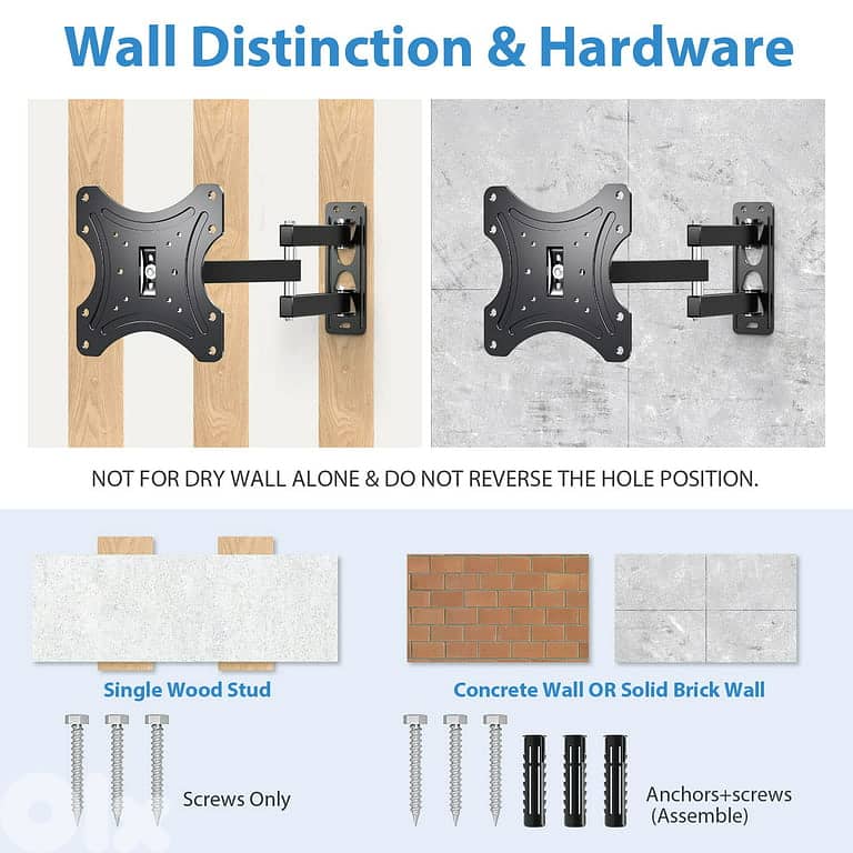 TV Wall Mount for 13" to 43" TVs Extended Arm Tilt & Swivel TV Bracket 1