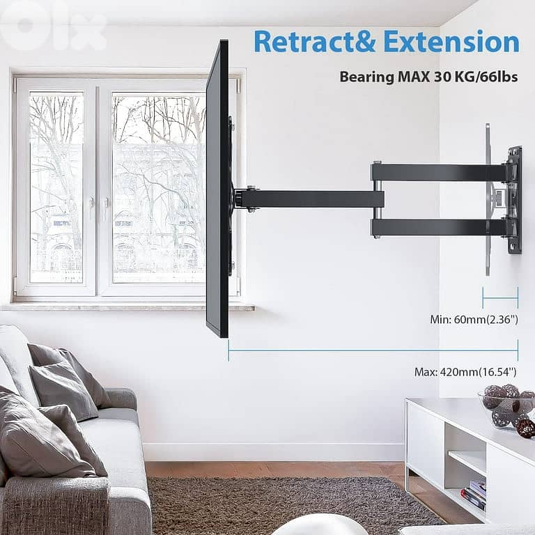 TV Wall Mount for 13" to 43" TVs Extended Arm Tilt & Swivel TV Bracket 2