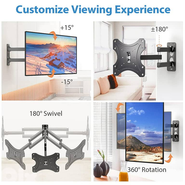 TV Wall Mount for 13" to 43" TVs Extended Arm Tilt & Swivel TV Bracket 3