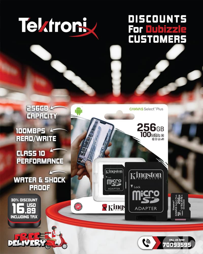 Kingston Micro SD Card 64GB - 128GB - 256GB - 512GB 100Mbps Class 10 10