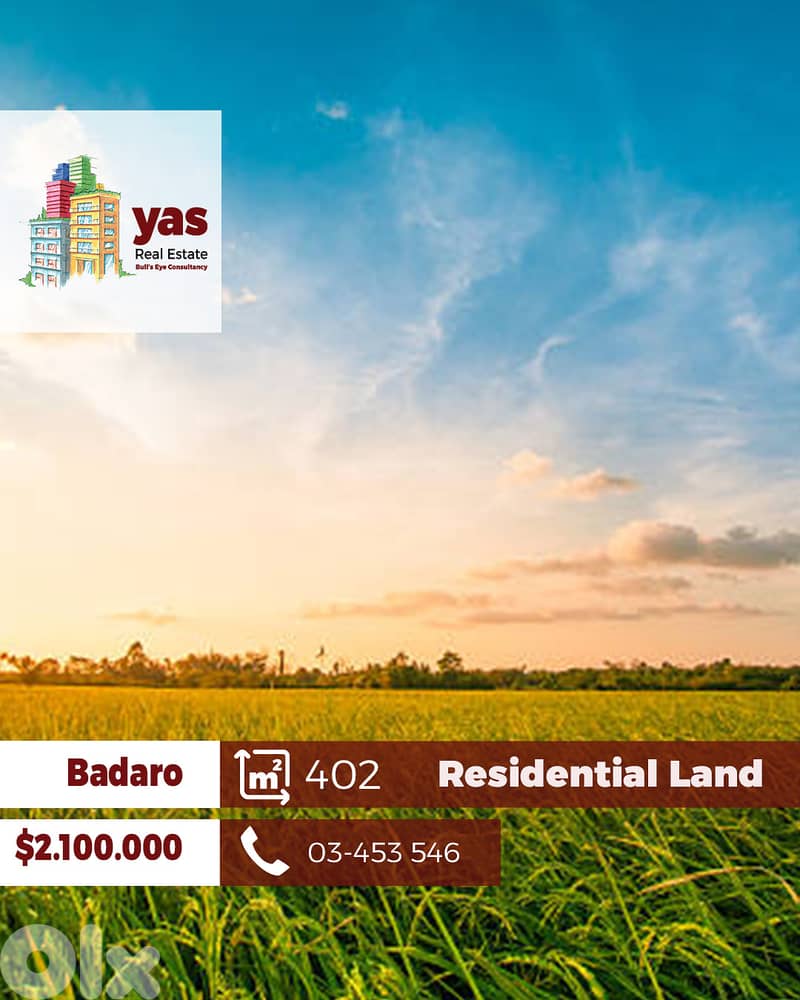 Badaro 402m2 | Residential Land | Prime location | Classy Area | AA 0
