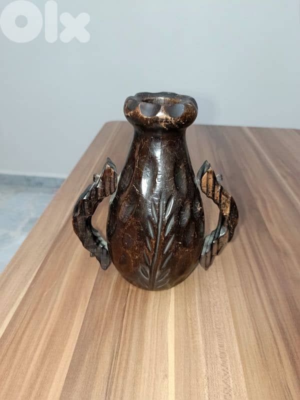 2 Vintage Hand Carved Wood Pitchers 1