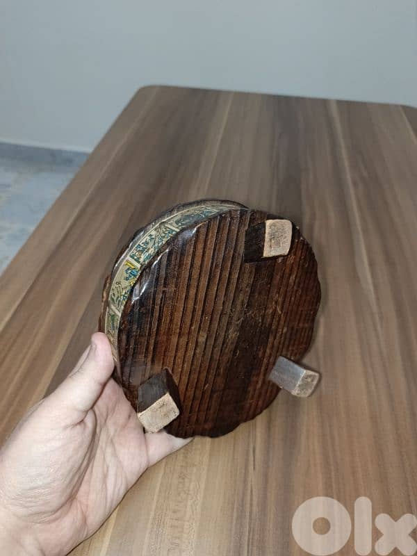 Vintage Hand Carved Wood Ashtray 4