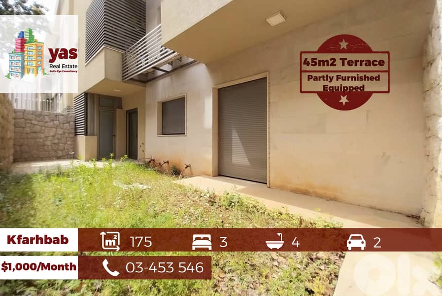 Kfarhbab 175m2 | 45m2 Garden | Rent | Partly Furnished | Calm Area |IV 0