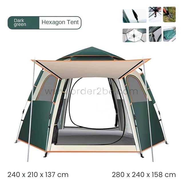 Automatic Pop-Up Camping Tent for 6-8 Campers – 2 Doors & Mesh Windows 0